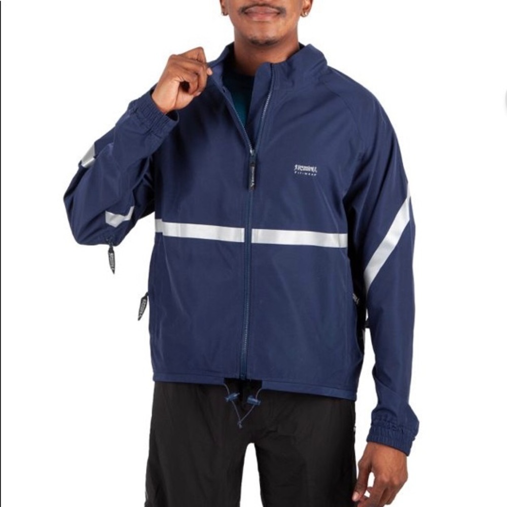 RUNNING ROOM Fit-Wear Unisex Reflective Navy Blue Running Jacket/Windbreaker EUC